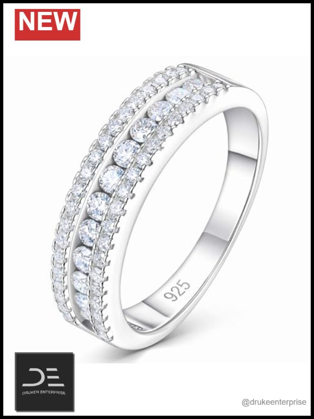 Moissanite Eternity Wedding Band for Women 925 Sterling Silver D VVS1 Round Cut